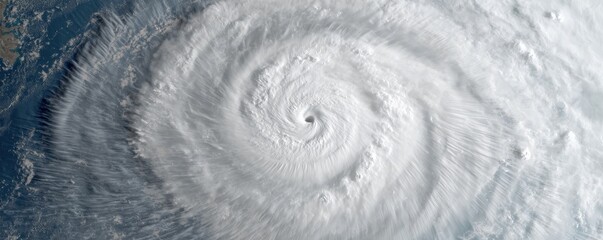 Science meteorology research concept. Hurricane swirling over ocean waters from a satellite perspective.