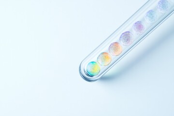 Colorful droplets in test tube reflect scientific exploration an