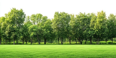 Fototapeta premium Green lawn trees landscape outdoors.