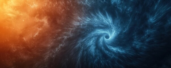 Science meteorology research concept. Cosmic swirl of blue and orange colors in a galaxy setting.