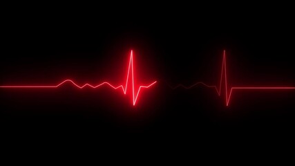 Abstract neon heartbeat signal icon animation heart beat heart  cardiac cardiogram cardiograph cardiology care line monitor heart rate.4k video
