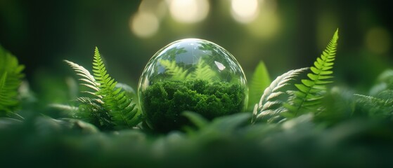 A Glass Sphere in a Lush Green Forest