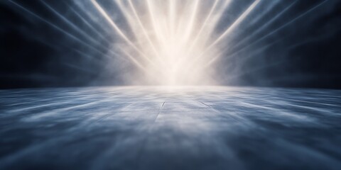 abstract futuristic space with geometric light structures and soft glow