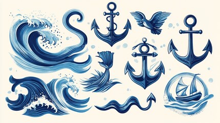 Nautical Illustrations Anchors Moment with Nautical