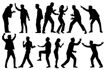 shadow shilloute People  are showing quarrel gesture Yelling at each other