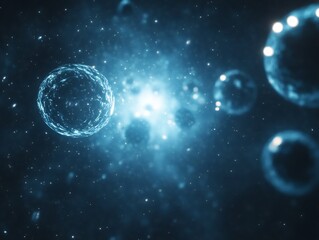 glowing transparent spheres floating in deep futuristic space