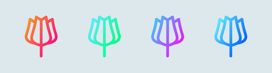 Bloom line icon in gradient colors. Flower signs vector illustration.