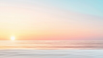 Obraz premium Tranquil sunrise over calm ocean with pastel sky. Serene and peaceful seascape view.