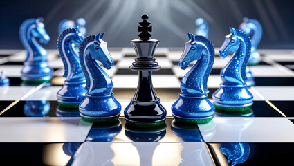 Chessboard with Intricately Designed Chess Pieces