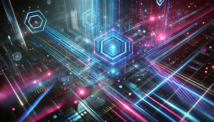 Fototapeta premium Futuristic Neon Cyberpunk Abstract Wallpaper