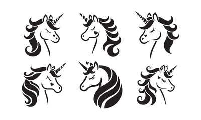 Minimalist horse head vector logo set