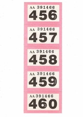 Vintage raffle tickets on a white background.
