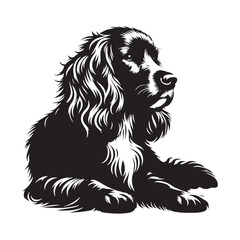 English Springer Spaniel Silhouette - Minimalist Dog Vector - English Springer Spaniel Dog Illustration.