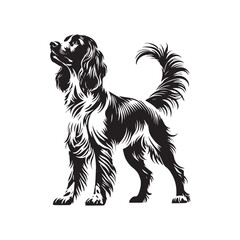 English Springer Spaniel Silhouette - Minimalist Dog Vector - English Springer Spaniel Dog Illustration.
