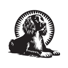 English Springer Spaniel Silhouette - Minimalist Dog Vector - English Springer Spaniel Dog Illustration.