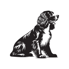 English Springer Spaniel Silhouette - Minimalist Dog Vector - English Springer Spaniel Dog Illustration.