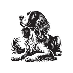 English Springer Spaniel Silhouette - Minimalist Dog Vector - English Springer Spaniel Dog Illustration.