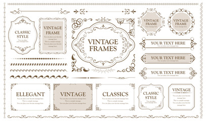 Vintage frames, borders and corners. floral ornament, decorative vector. .eps