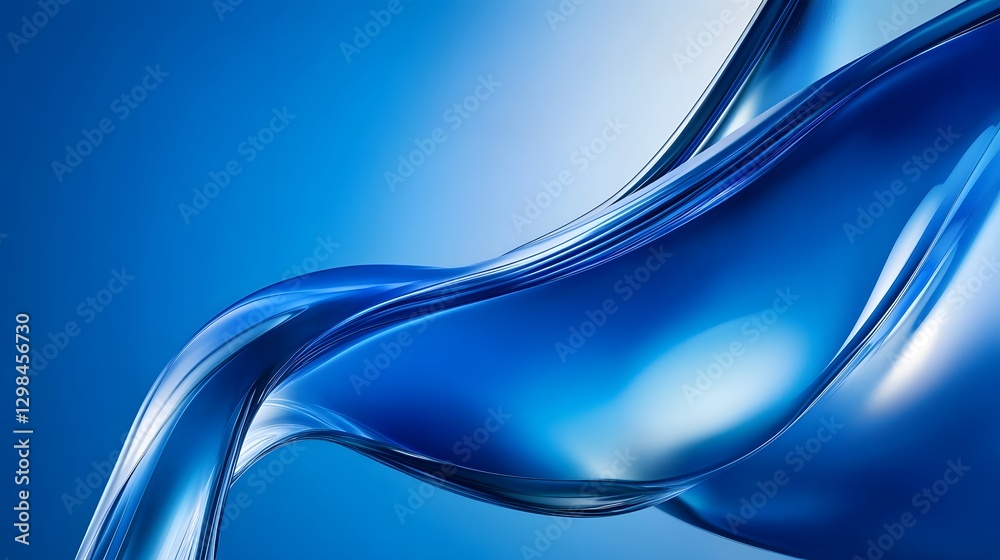 Fototapete an abstract digitally rendered swirling blue ribbon against a gradient background