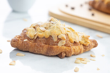 Croissant Almond with white bacground