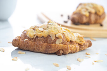 Croissant Almond with white bacground