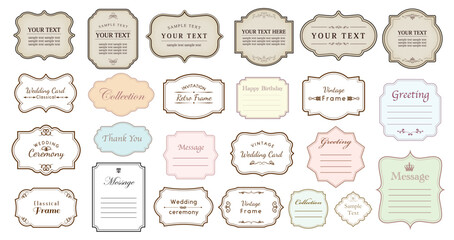 Set of decorative vintage frames. Typographic decorative ornament. Vector label, sticker..eps