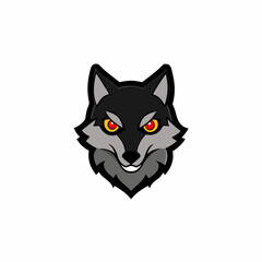 black wolf on white background