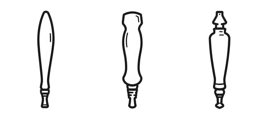 Elegant Artistic Handles: Three unique designs,  crisp lines. Simple, yet striking!, cut out,transparent background