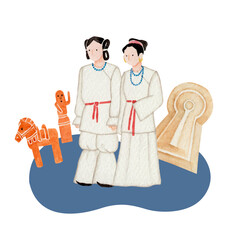 古墳時代　大和時代　日本の歴史　水彩 イラスト