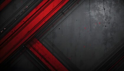 Naklejka premium Dark red and grey grunge stripes abstract banner design. Geometric tech vector background with old wall texture