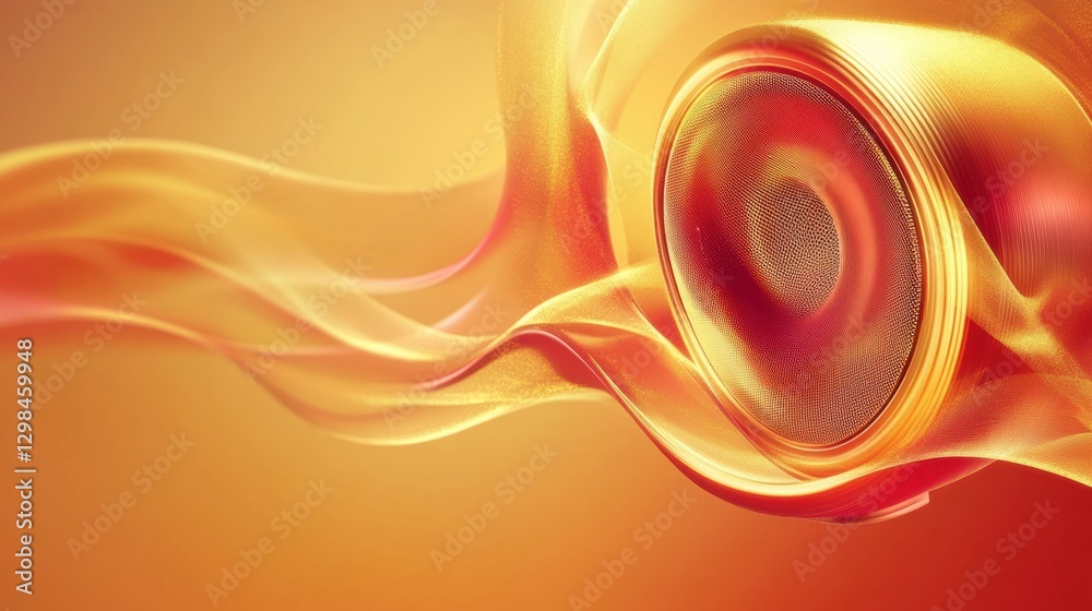 Poster 3d speakers emit vibrant light waves creating a dynamic visual experience in an audio visual setting