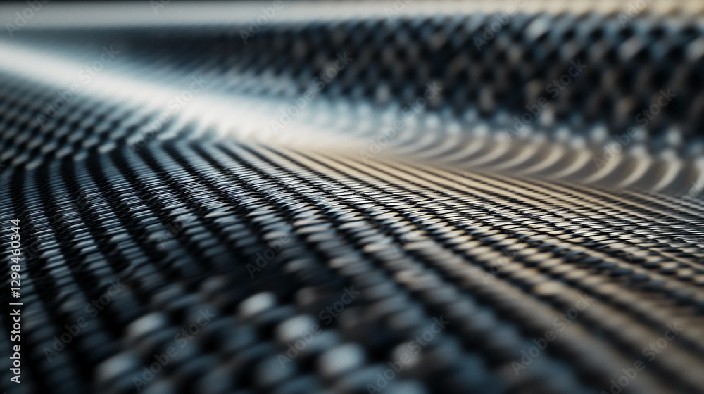 Poster Close-up view of a black woven texture with a smooth surface, showcasing the intricate and detailed pattern of the material, representing design and craftsmanship.