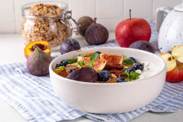 Healthy autumn breakfast bowl
