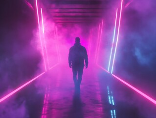 Fototapeta premium soft neon mist forming glowing futuristic atmosphere