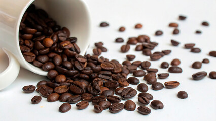 coffee beans and cup