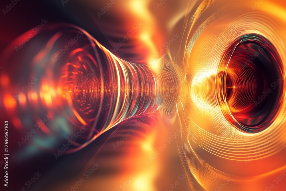 Fototapete 3D speakers vibrate and emit radiant light waves in a dynamic display of sound and color. Generative AI