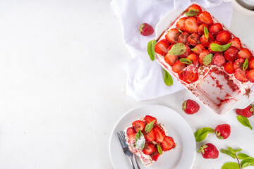 Summer strawberry tiramisu dessert