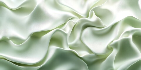 Obraz premium Mint Green Silk Texture Background. Close Up of Rippled Wavy Soft Fabric. Pastel Green Background.