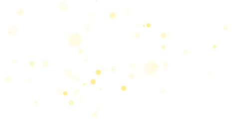 Glowing yellow bokeh lights on a transparent background, soft abstract golden dust effect, isolated shimmer overlay, Christmas sparkle confetti texture, perfect for festive designs, stock vector 