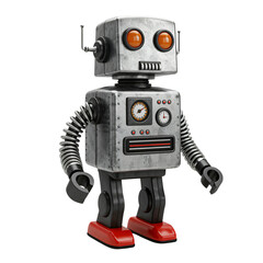 A vintage-style robot toy, rendered in a highly detailed 3D model