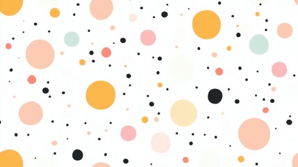 Colorful abstract pattern with various sized circles and dots on a white background for creative projects