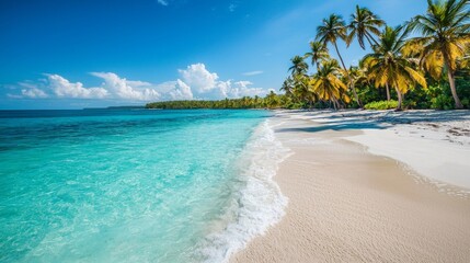 Naklejka premium Tropical beach destination scenic turquoise waves and white sands