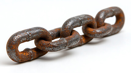 Obraz premium Closeup of a rusty metal chain, signifying strength, connection, or burden. Its weathered texture conveys a sense of age and resilience.