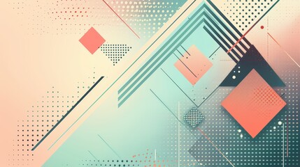 Abstract geometric shapes, overlapping lines, pastel color palette, background pattern