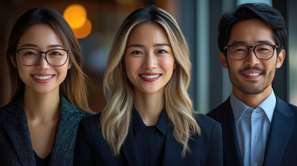 Smiling Business Team in Modern Cafe