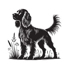 Field Spaniel Dog Vector design - Field Spaniel Dog Silhouette - Minimalist Dog Vector - Field Spaniel Dog Illustration.
