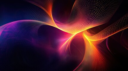 Abstract glowing geometric patterns on a dark background, representing futuristic tech design. -