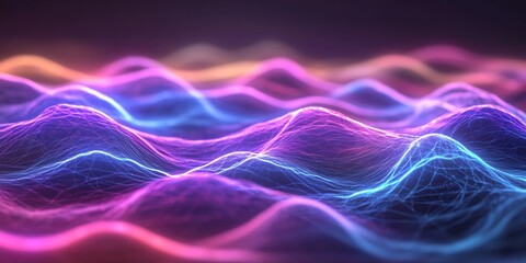 Fototapeta premium neon waves forming misty futuristic cyber fractal texture
