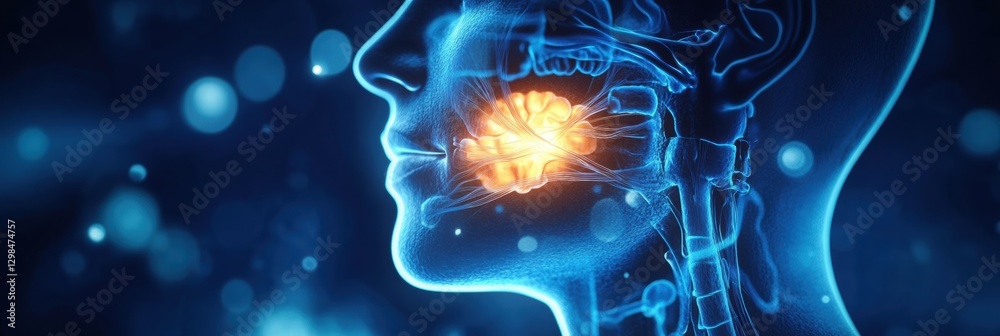 Fototapete detailed view of neural connections in the human head highlighting the brains interaction with the f