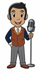 Radio Host smiling with microphone